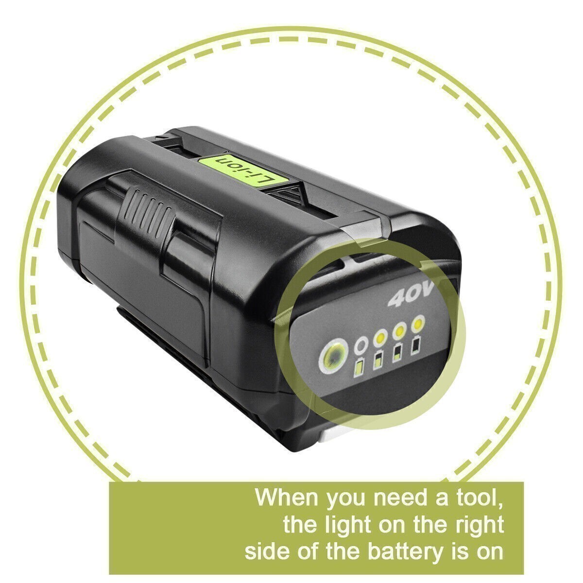 8.0Ah Battery 40 Volt for Ryobi 40V Lithium OP40602 Battery with LED / Charger