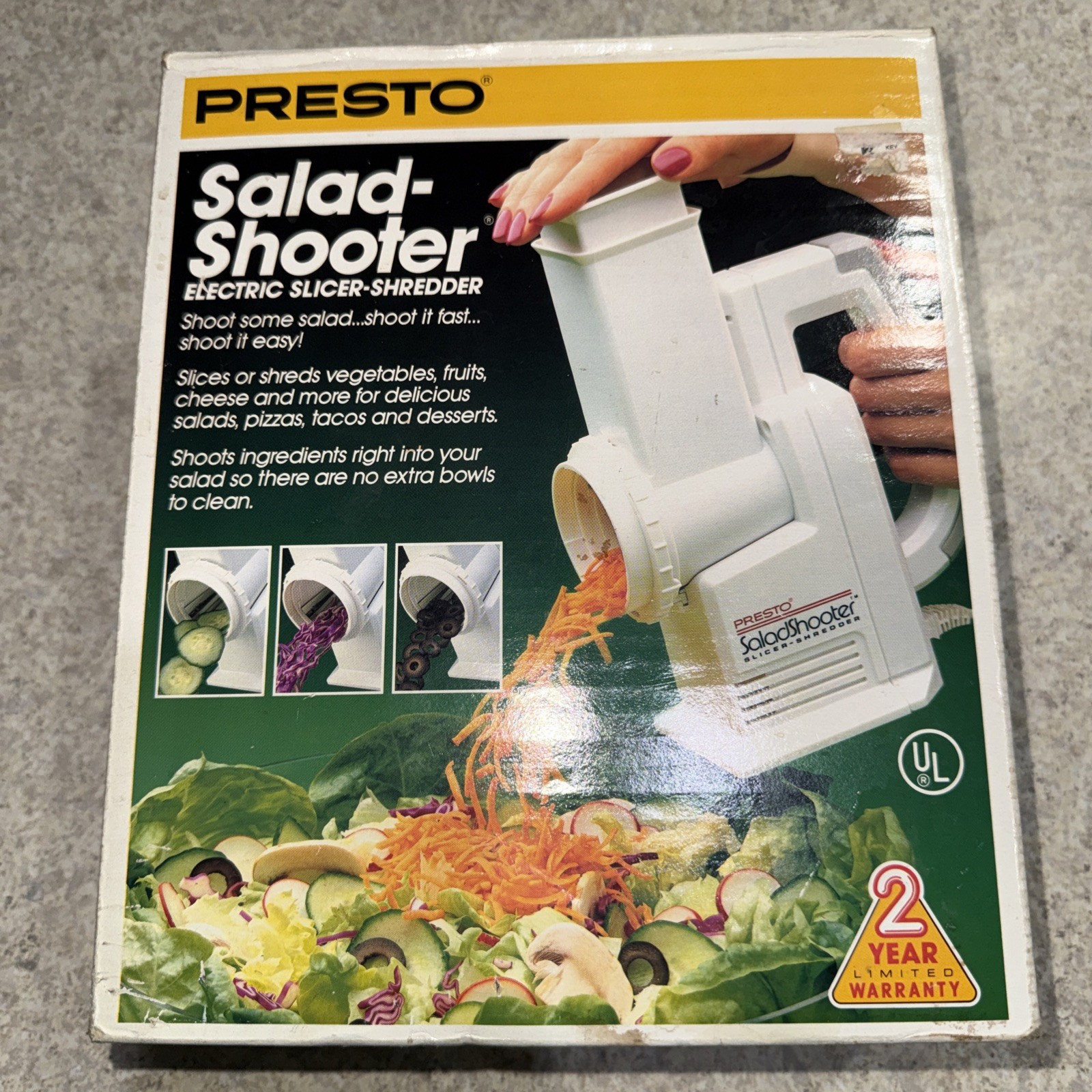 Presto Salad Shooter Electric Food Slicer Shredder 02910 Vintage Excellent Cond