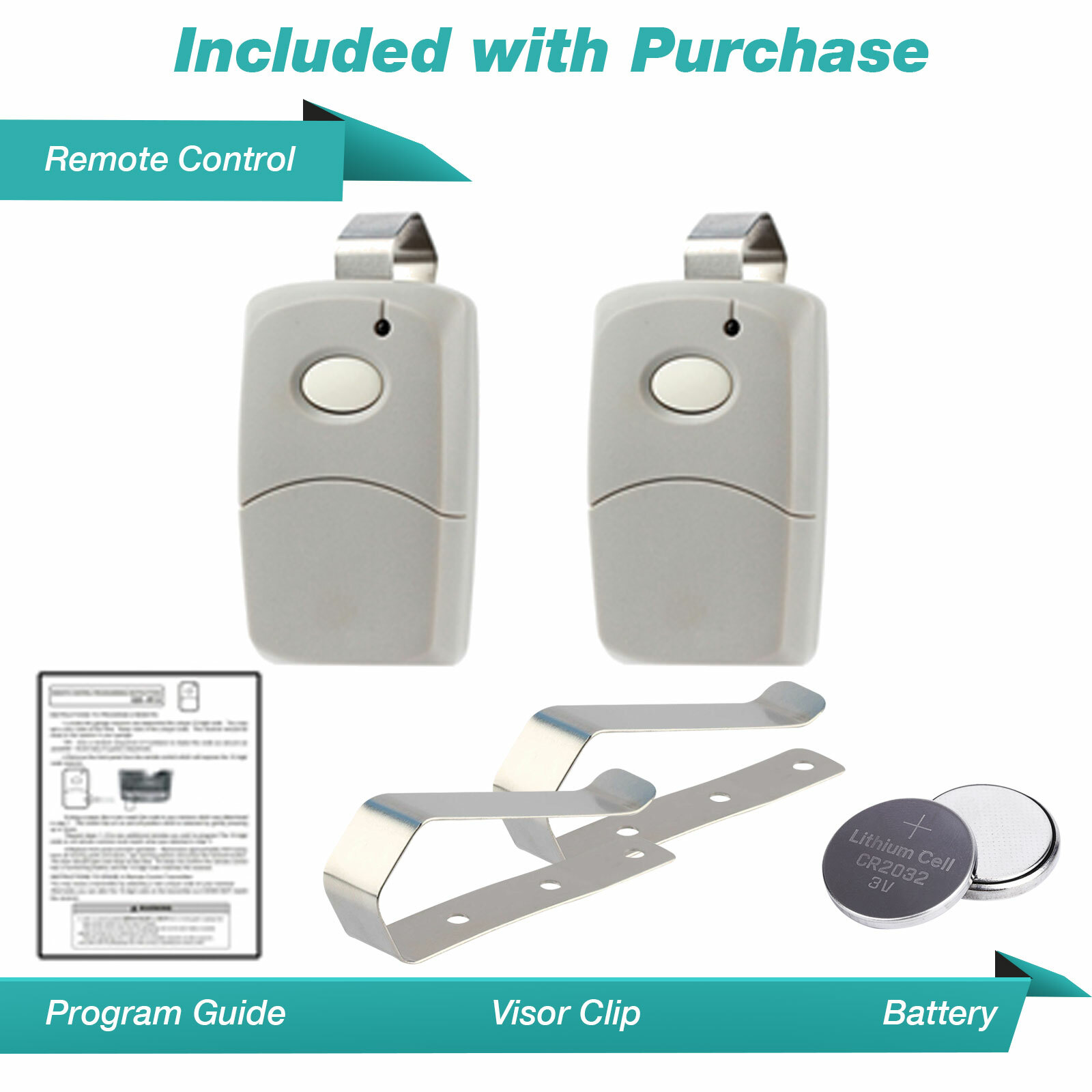 2 Garage Door Opener 1-Button Remote Grey for Linear Multi-Code 3089 308911