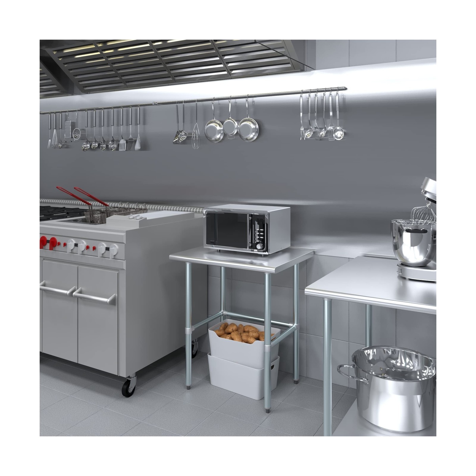 AmGood Stainless Steel Work Table Open Base | Metal Work Bench (Stainless Ste…