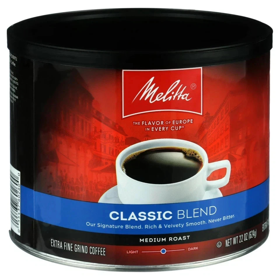 Melitta Classic Roast Caffeinated Canned Coffee, 22oz Can NEW