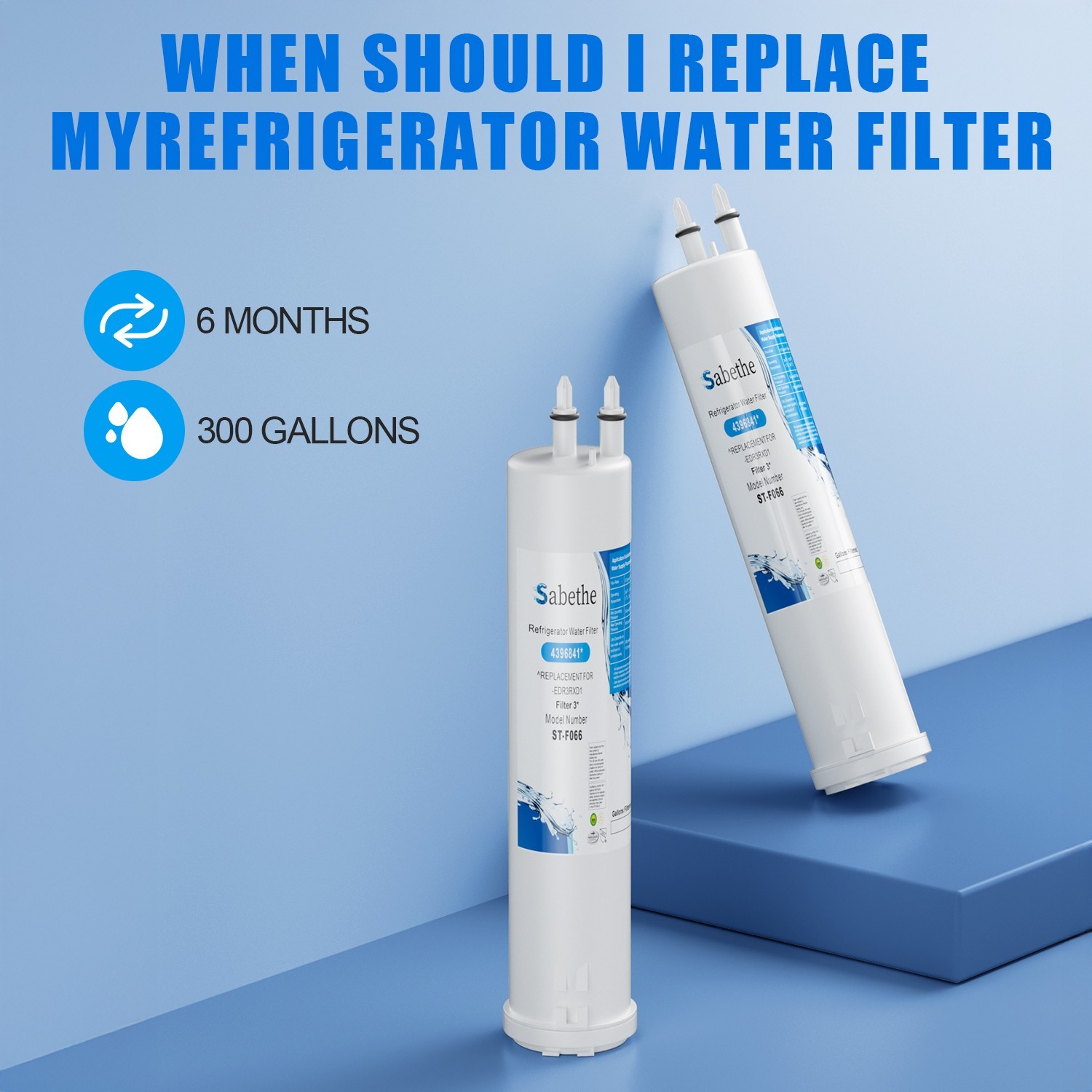 6 pack Refrigerator water filter Replacement for KAD3RXD1,WHR3RXD1,W101211416