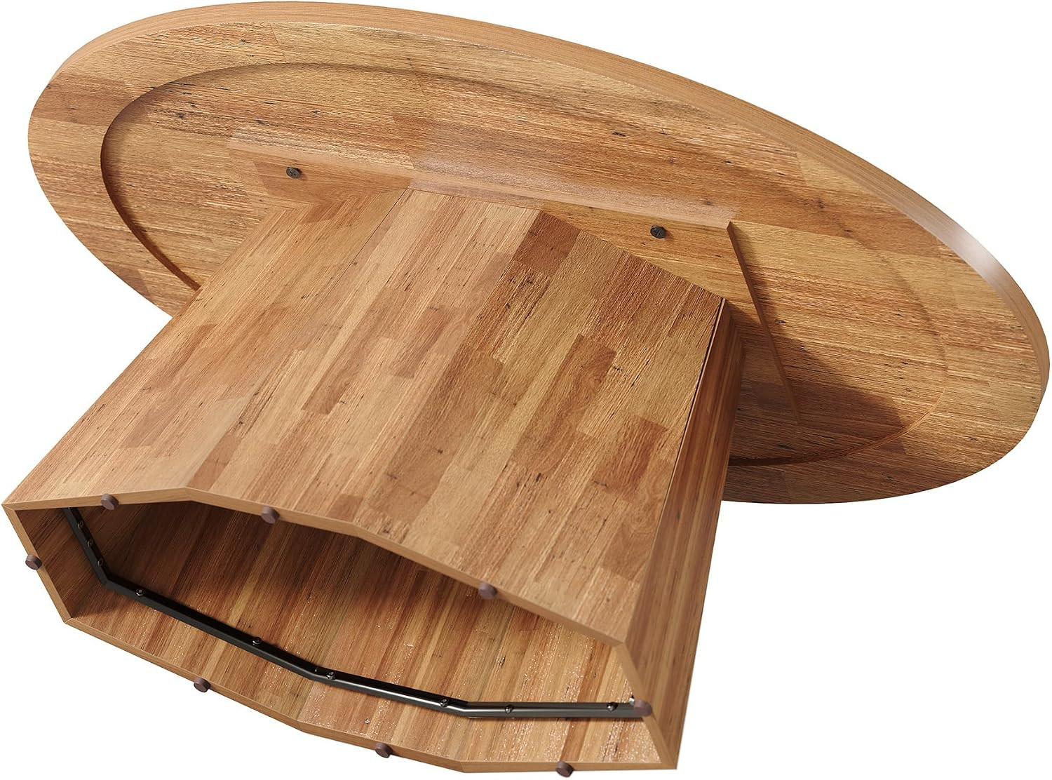Modern 47-Inch Oval Coffee Table with Polygonal Base, Child-Friendly Design