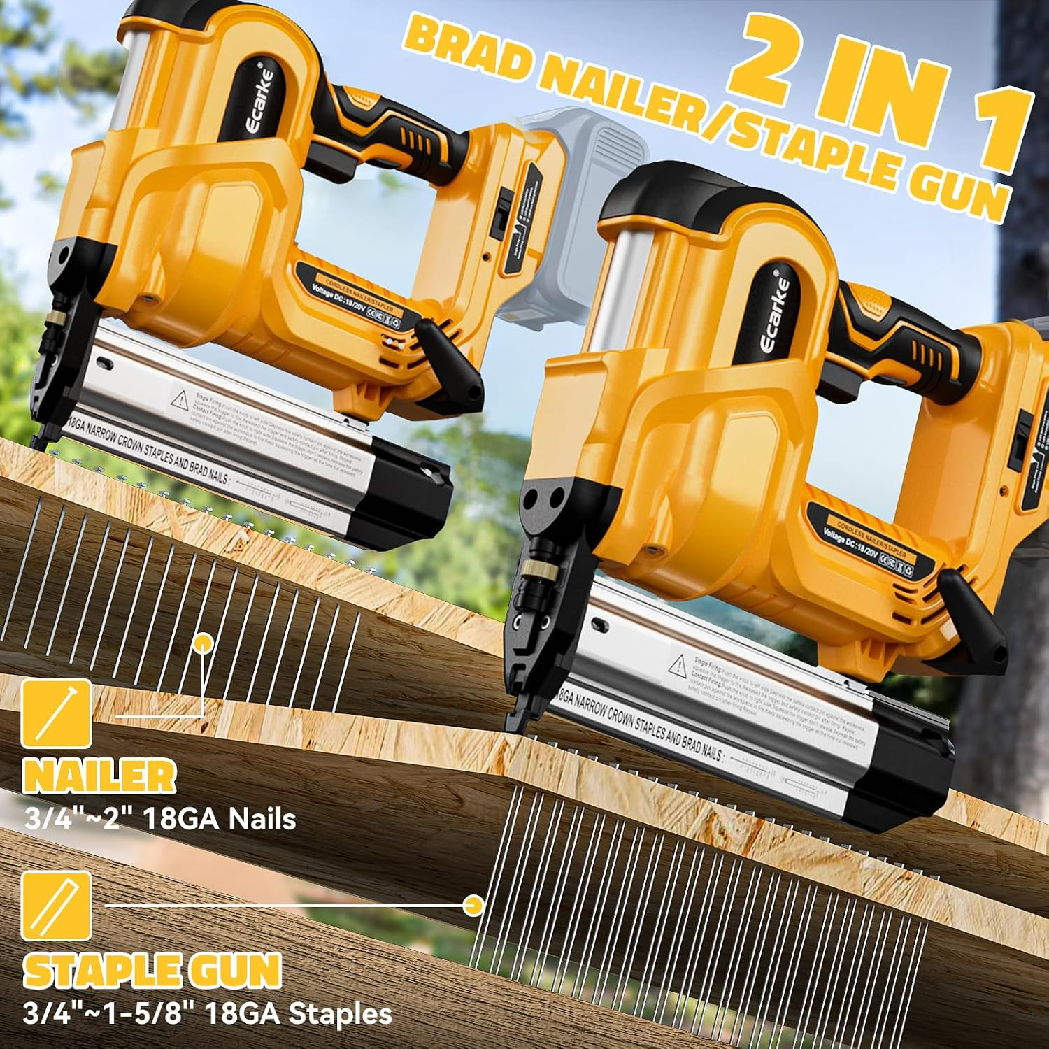 Cordless 2 Inch Brad Nailer Compatible with Dewalt 20V Battery(Tool Only),2 in 1