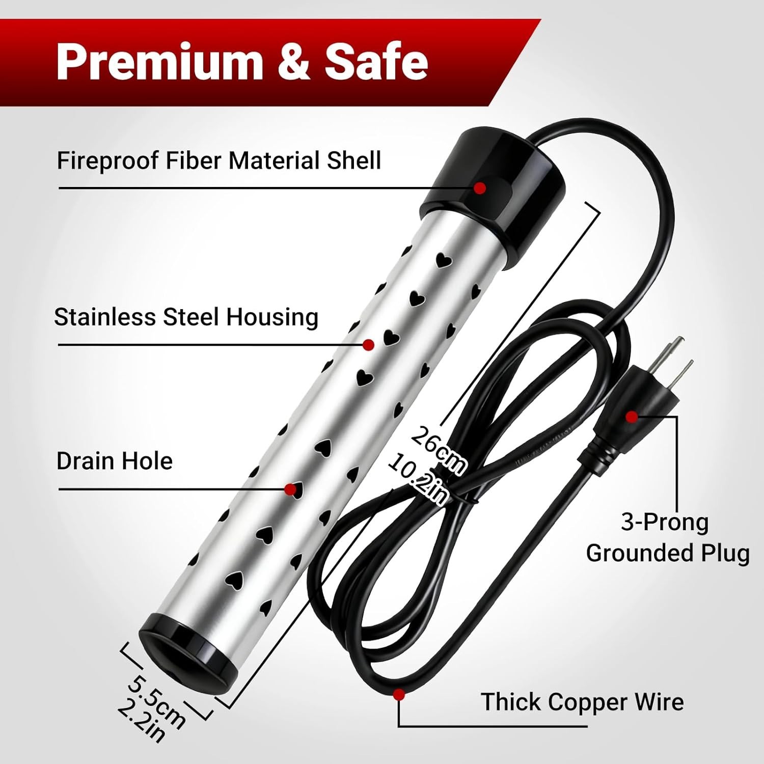 Pool Water Heater above Ground, 2000W Portable Thermostat Auto Shutoff Pool Heat