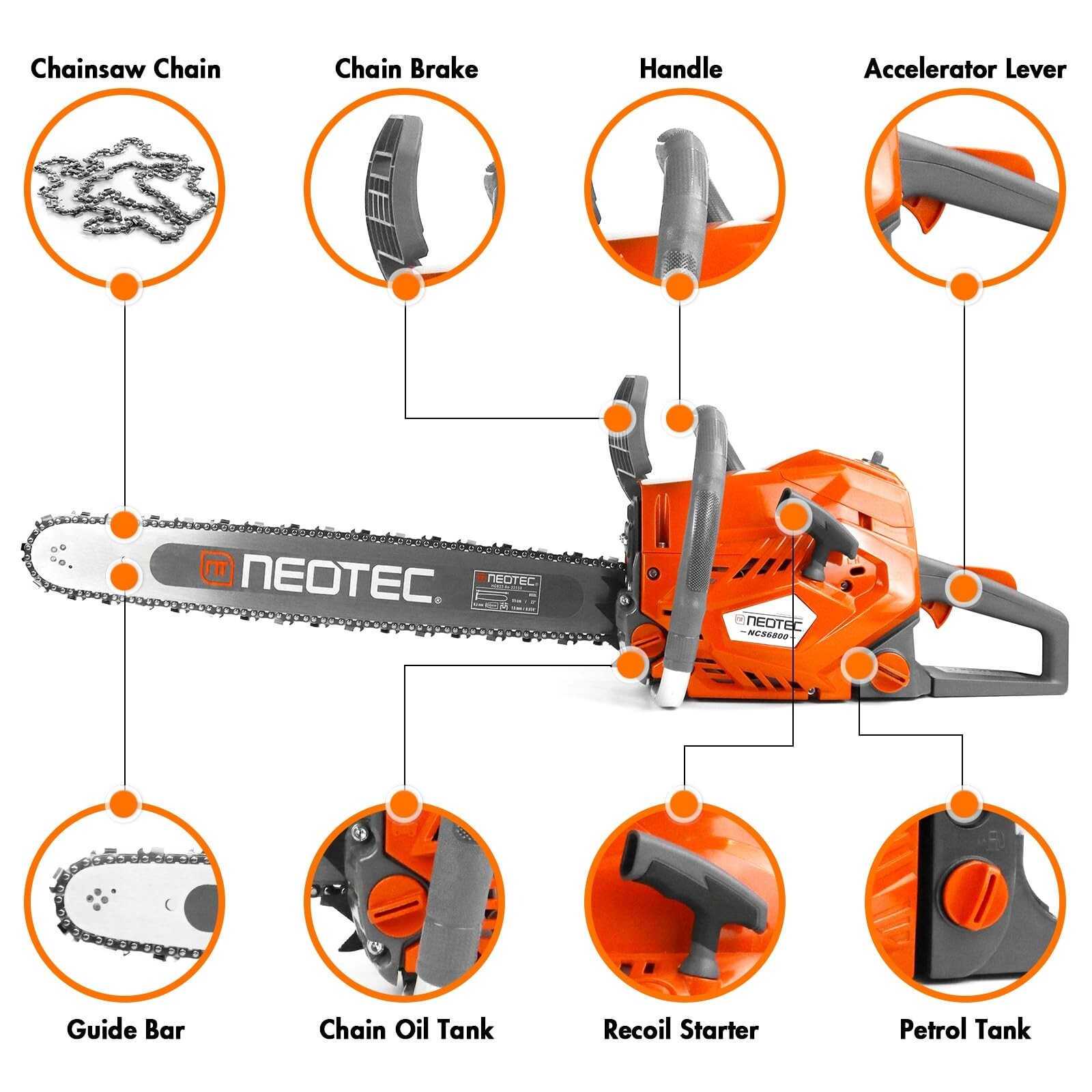 2-Stroke Gasoline Chainsaw 68CC 22″ 24” Bar Power Engine Wood Cutting Chain Saw