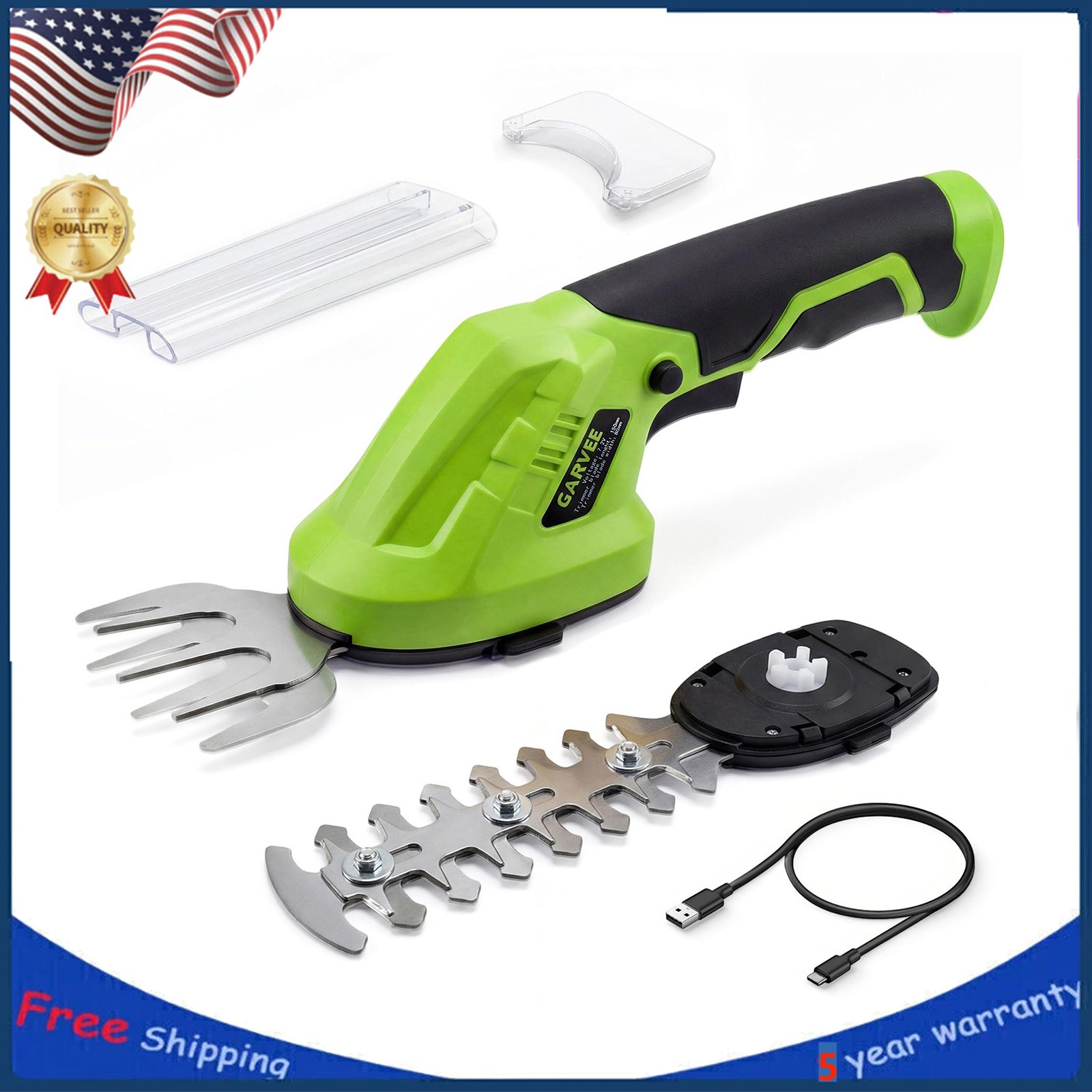 Cordless Grass Shear Bush Trimmer, 2 in 1 Handheld Hedge Trimmer, 7.2V Electric