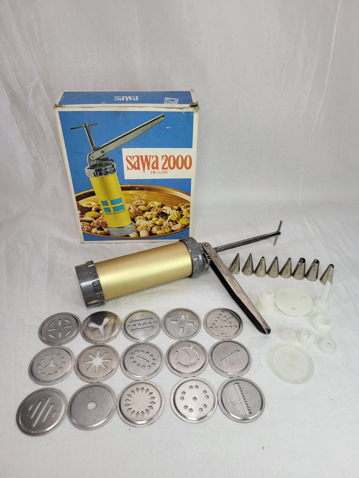 VTG Vintage Sawa 2000 Deluxe Cookie Press Made In Sweden Dessert Holiday Baking