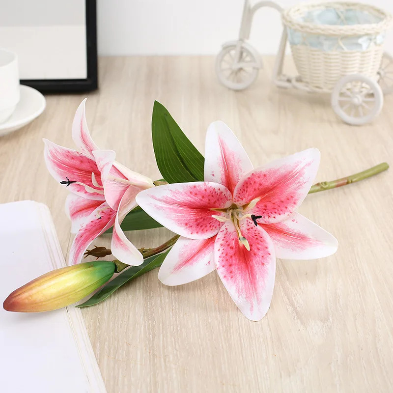 Artificial silk flowers fake lily Bouquet 41cm long DIY creative bouquet as gift