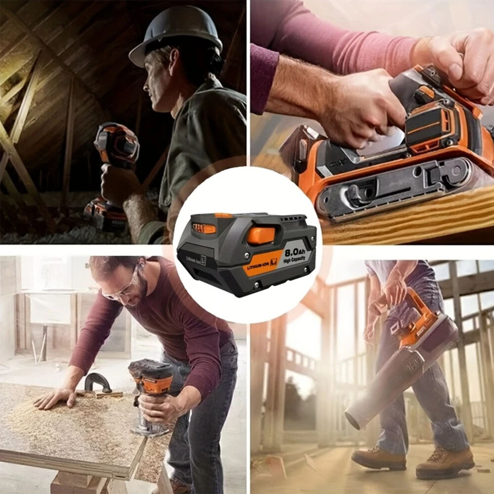 New For Ridgid R840087 6Ah 8Ah Lithium Battery Rigid 18 Volt R840085 Power Tools