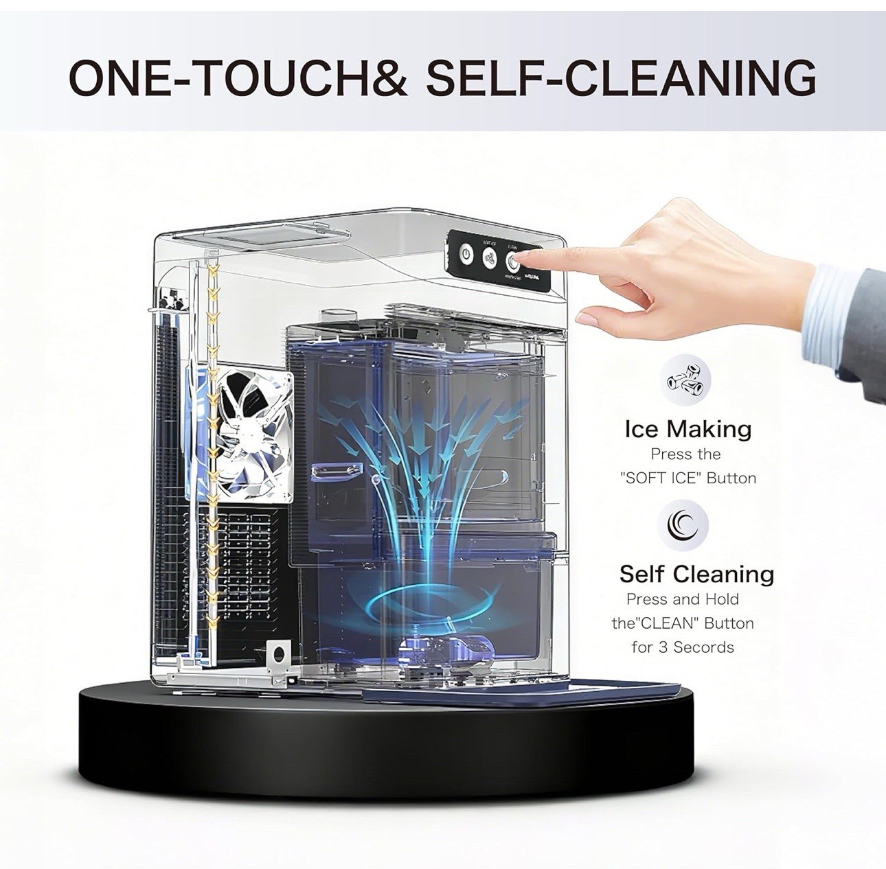 Large Capacity Ice Makers Countertop One-Click Operation Self-Cleaning Portable