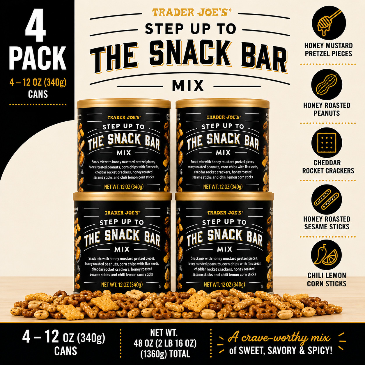 4-Pack Trader Joe’s Step Up to the Snack Bar Mix