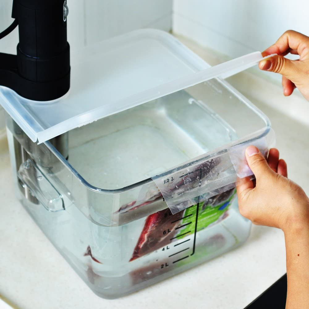 Sous Vide Container 12 Quart Collapsible Hinged Lid For Cooker Transparent