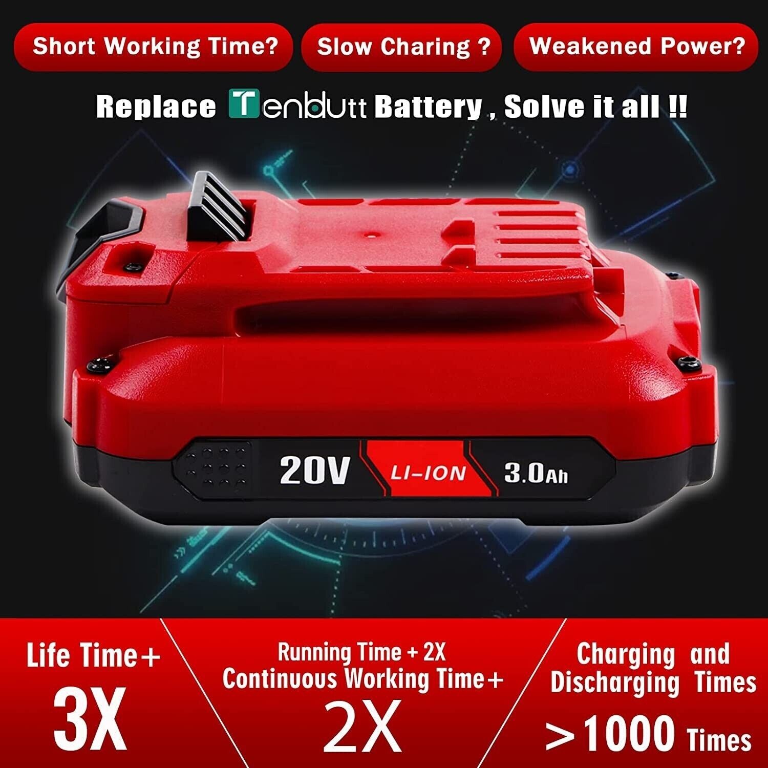 NEW FOR Craftsman CMCB202 V20 20 Volt Lithium ion Li-ion Battery 3.0 AH CMCB201