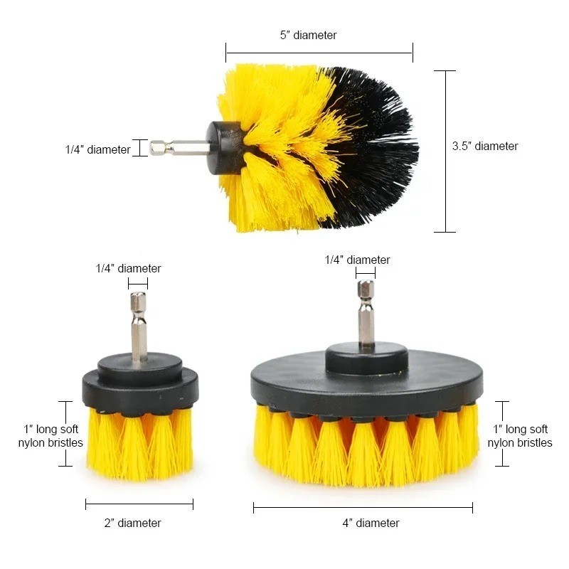 Drill Brush Attachment Set Power Scrubber Cleaning Kit Bathroom Tile Grout Clean