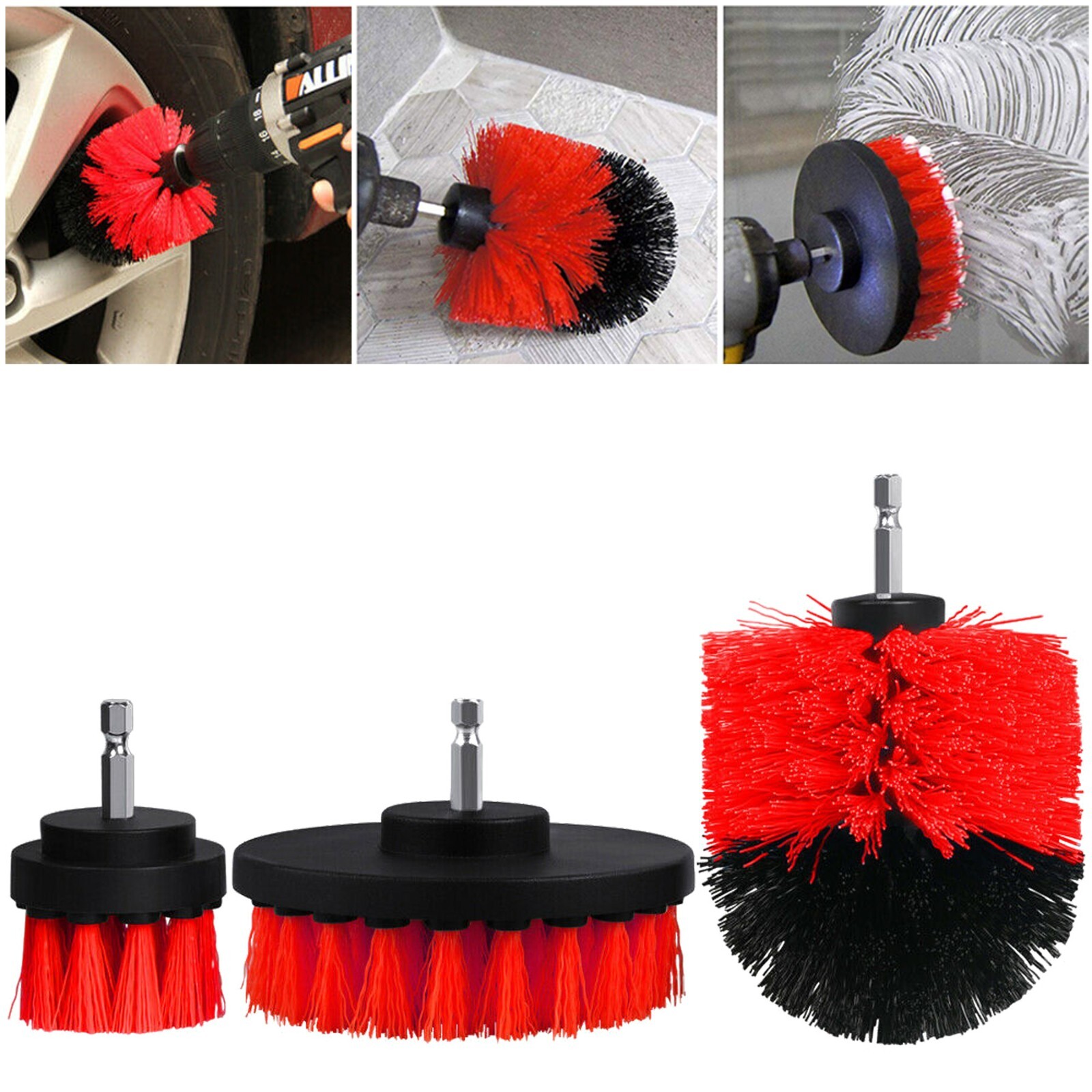 4PCS Drill Brush Set Power Scrubber Drill Attachments Carpet Tile Grout Cleaning