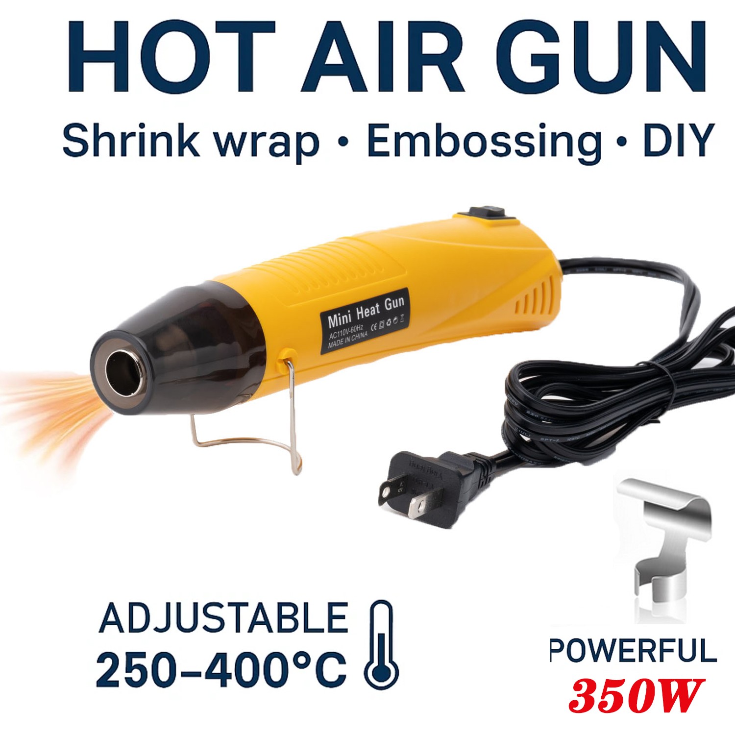 350W 400℃ Mini Hot Air Gun -US Plug | Heat Shrink Tubing,DIY, Crafts, Embossing