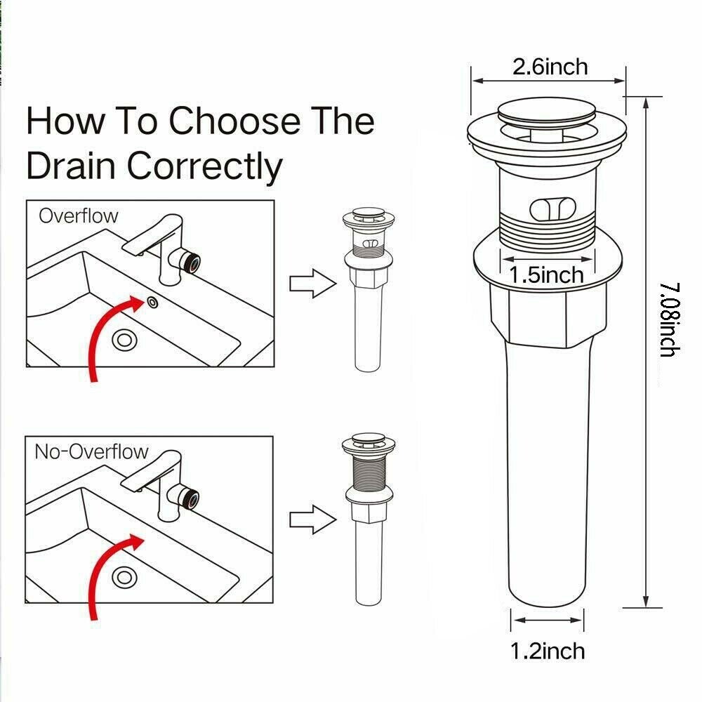 1-1/2″ Bathroom Sink without Overflow Pop Up Drain Vessel Vanity Sink Drain
