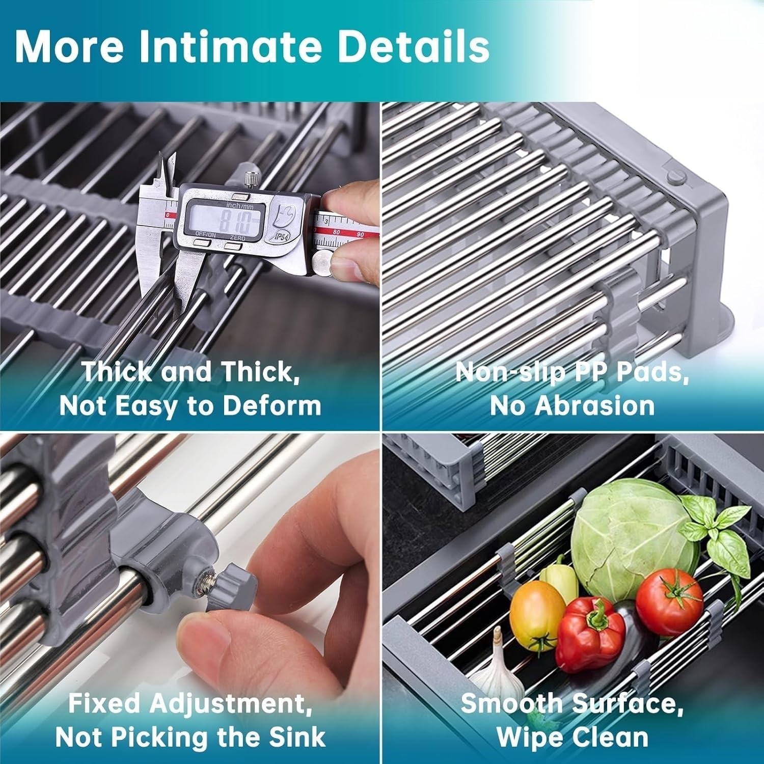 Expandable Dish Drying Rack Over The Sink Stainless Steel Drainer Basket Adjusta