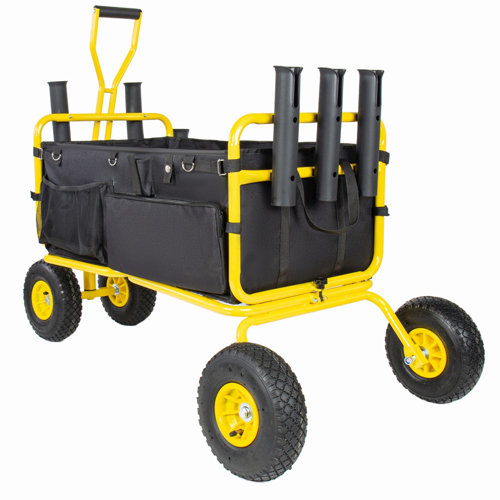 550lb Large Capacity Fishing Collapsible Wagon w/ All-Terrain Wheels&Rod Holder