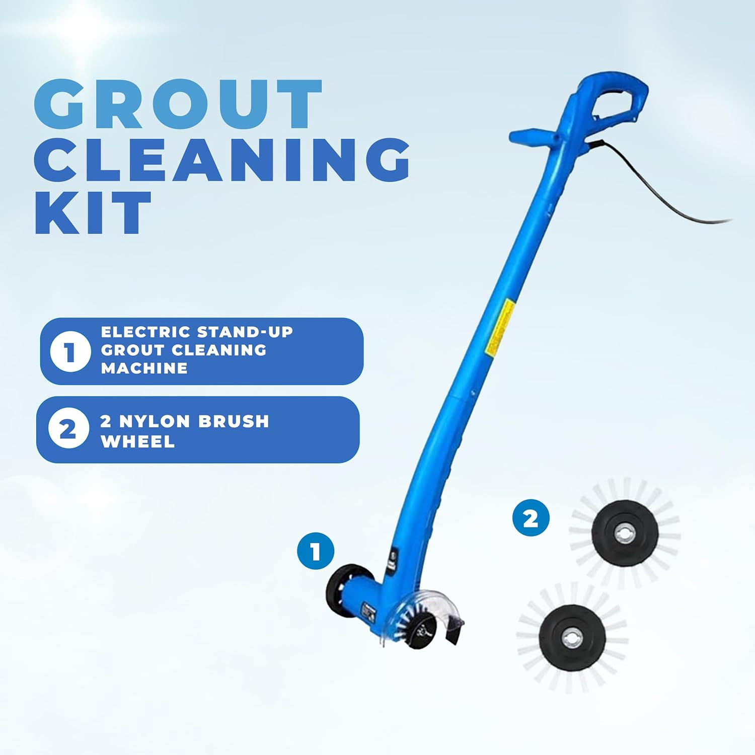 Electric Stand-Up Grout Cleaning Machine – Compact Lightweight Floor Scrubber fo