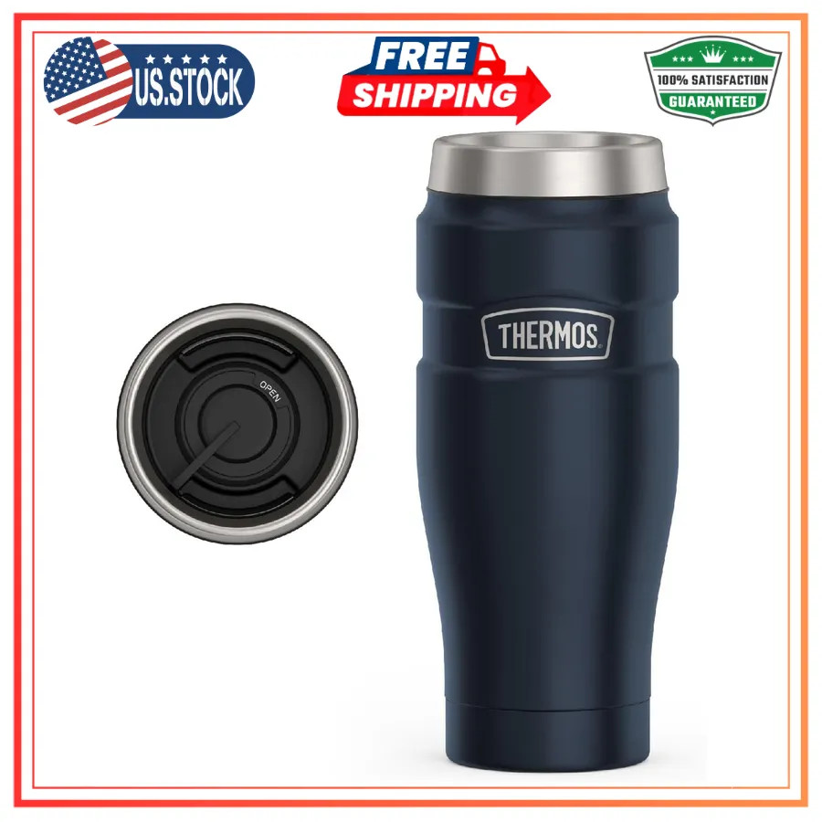 Thermos Stainless King 16oz Vacuum Insulated Tumbler Midnight Blue Coffee Travel
