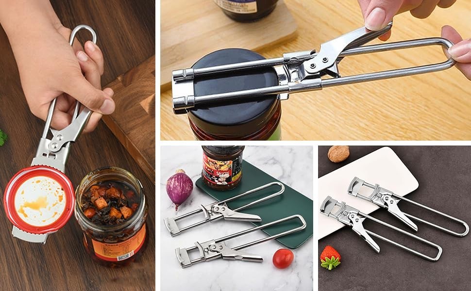 Adjustable Jar Lid Opener Stainless Steel Can Opener for Weak Hands Kitchen