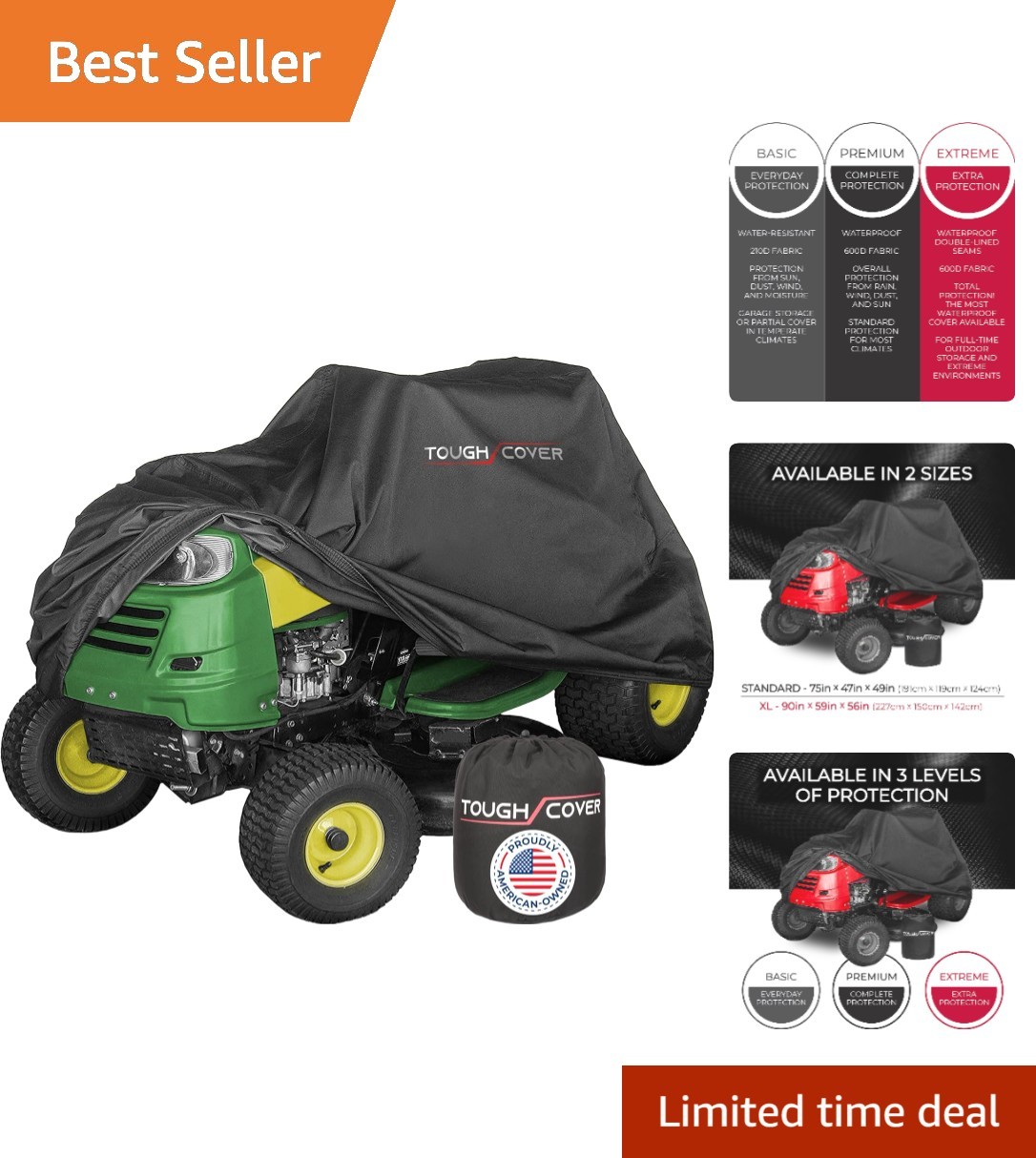 Compact Heavy-Duty Lawn Mower Cover – Waterproof & Dust Shield with Carrying Bag