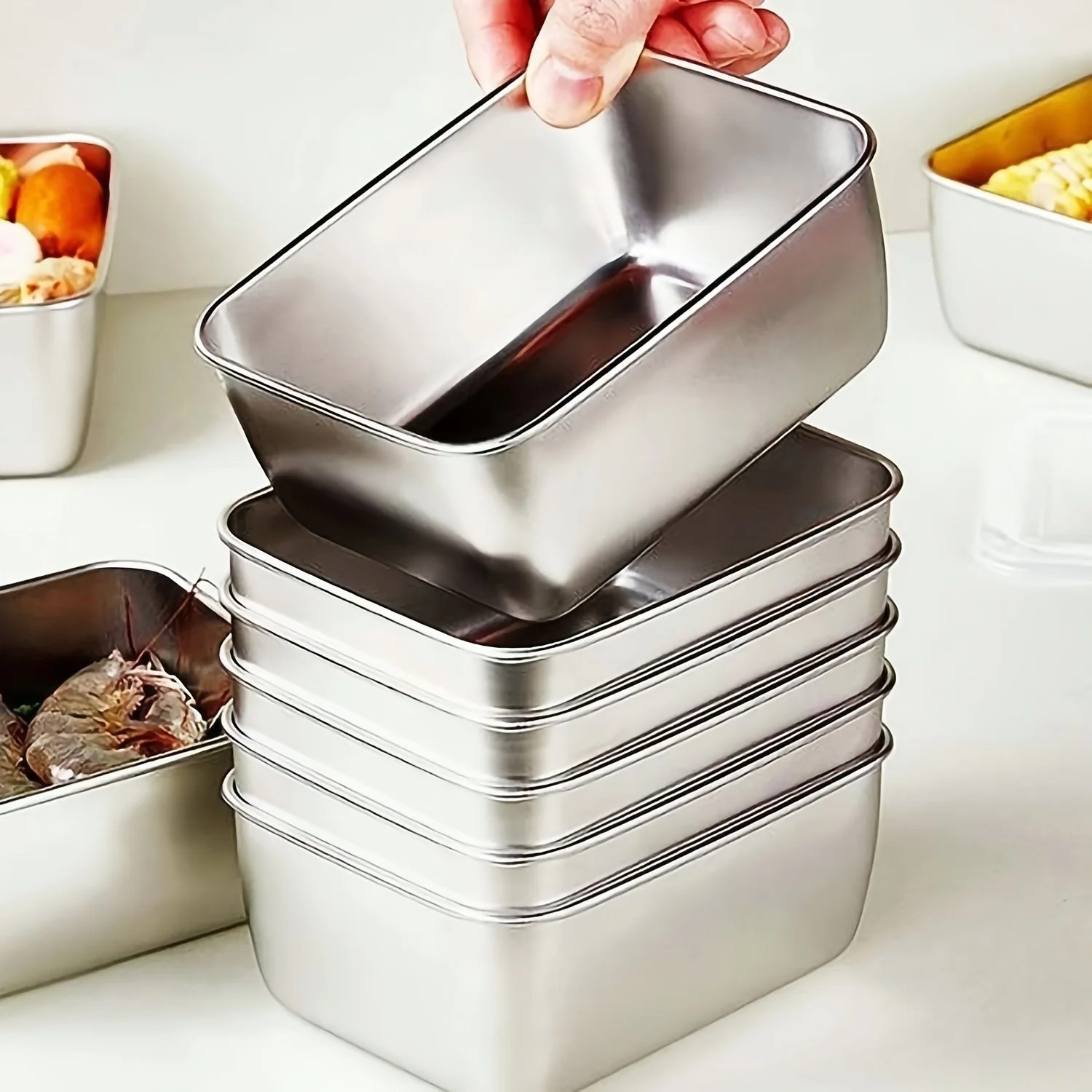6pc Stainless Steel Food Storage Containers with Lids Leakproof Stackable Reusab
