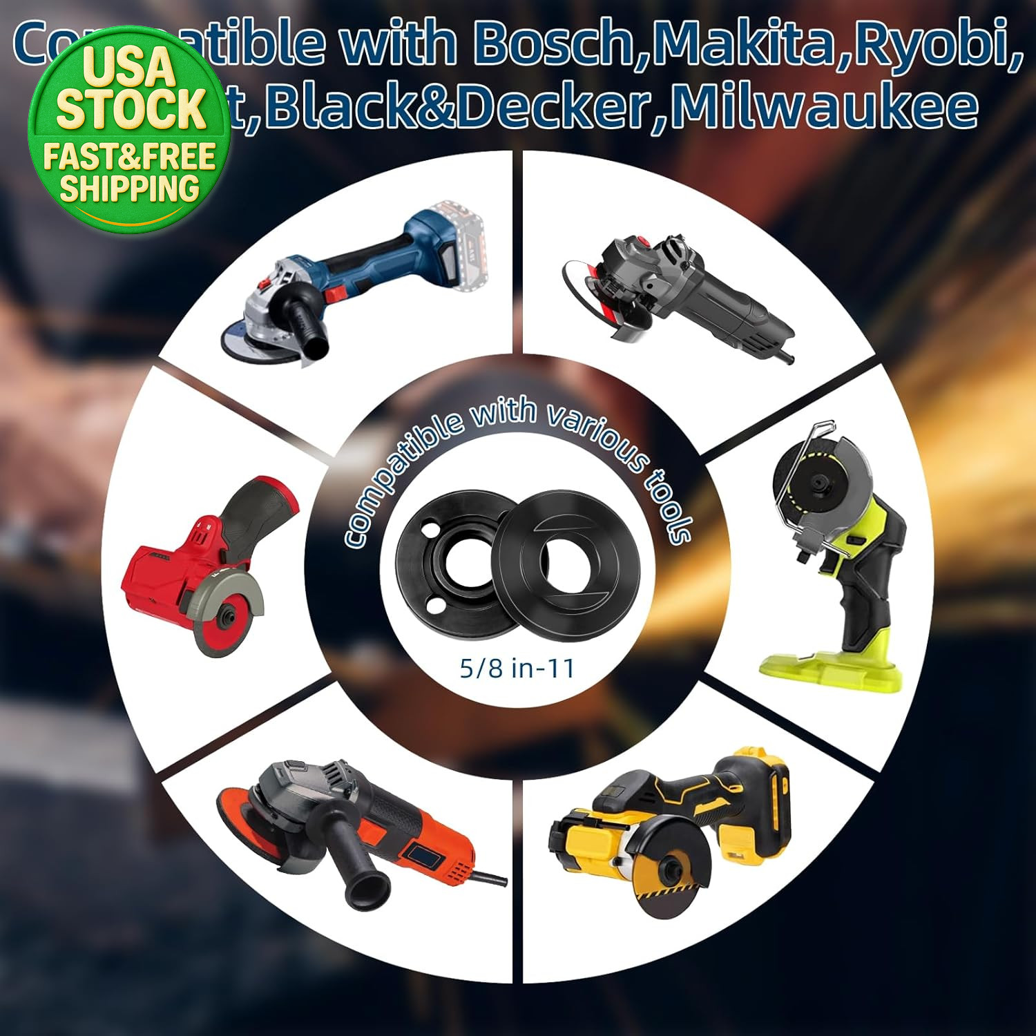 Angle Grinder Nut Wrench Set 7PCS 5/8-11 Flange Lock Nut for 4.5″ 5″ Dewalt Part