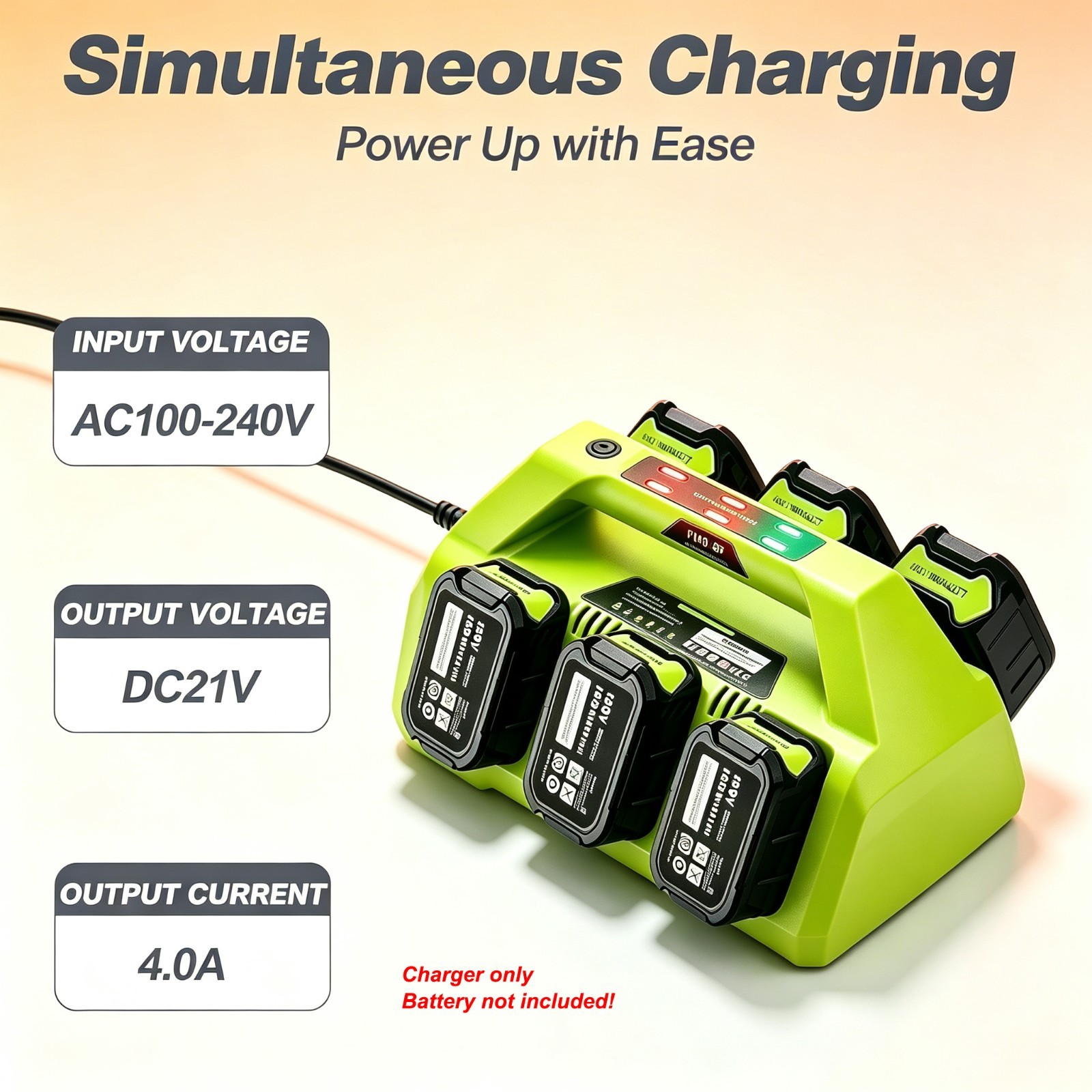6 Port Fast Battery Charger Compatible with Ryobi 18V P135 PCG005 P118 P108 P190