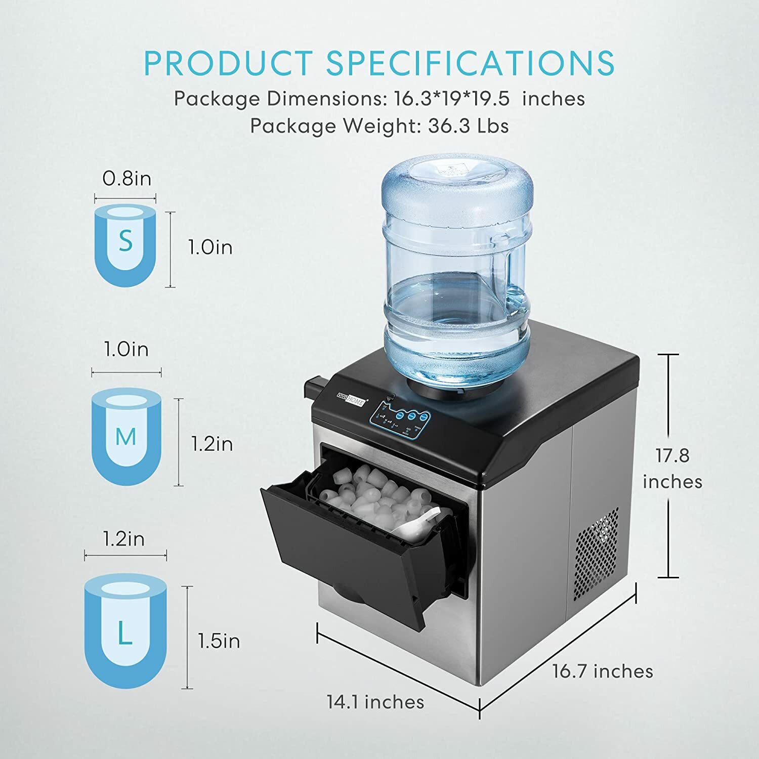 Electric 2 in 1 Countertop Ice Cube Maker with Water Dispenser Combo Machine