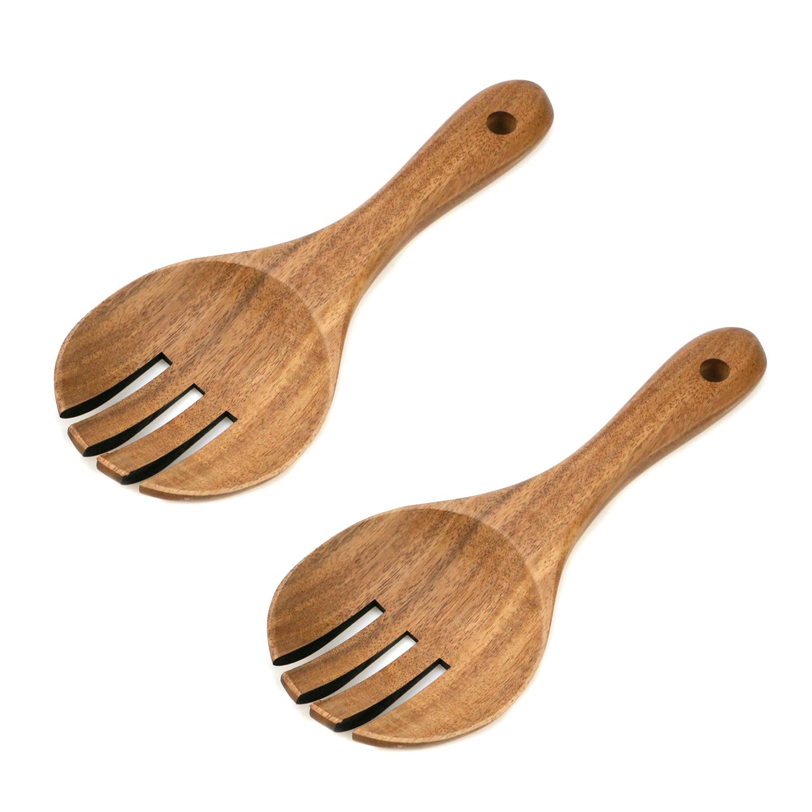 2 PCS 7.48 Inch Acacia Salad Forks Wooden Server Claws Serving Mixing Tool
