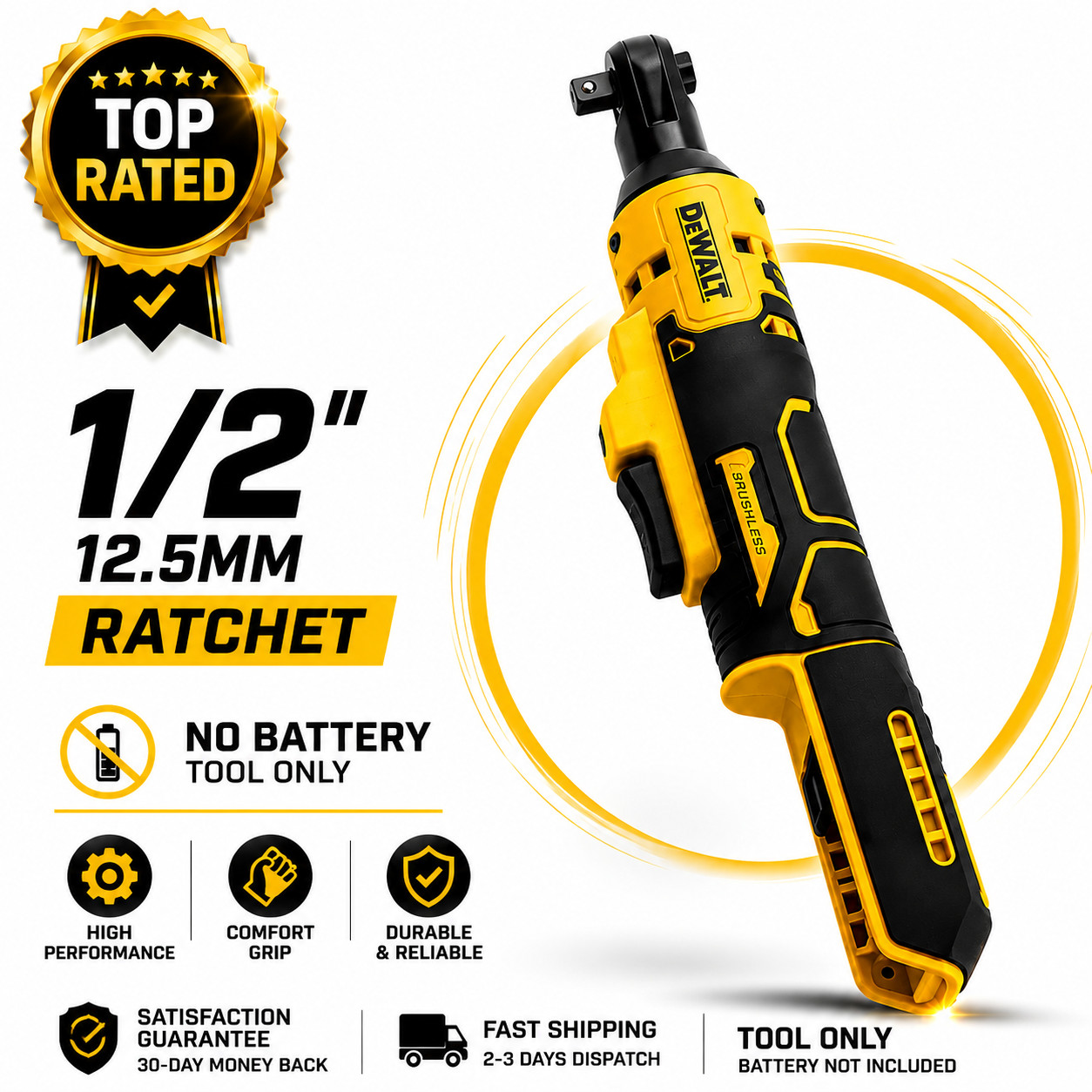 DEWALT DCF512 20V Brushless Cordless Ratchet Wrench LED Tool Bare Unit