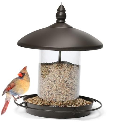 Metal Roof Bird Feeder – Chew Proof for Outdoor Hanging 1pc 1.7lb – Bronze