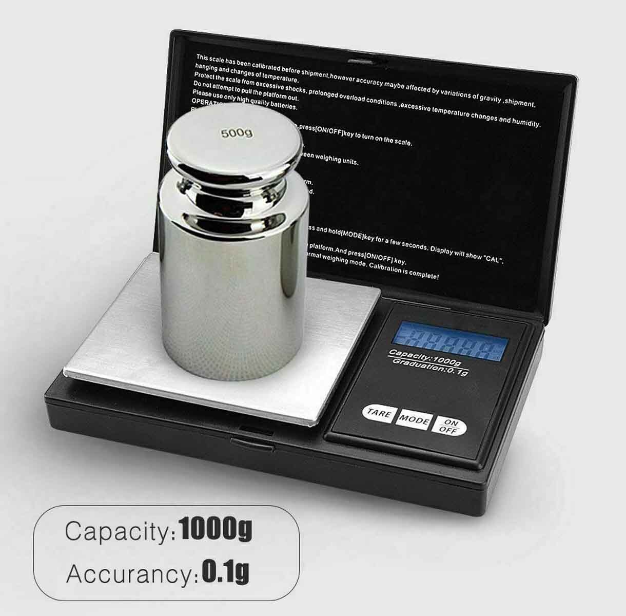Pocket Small Digital Scale 1000g x 0.1g Jewelry Pocket Gram Gold Silver Coin