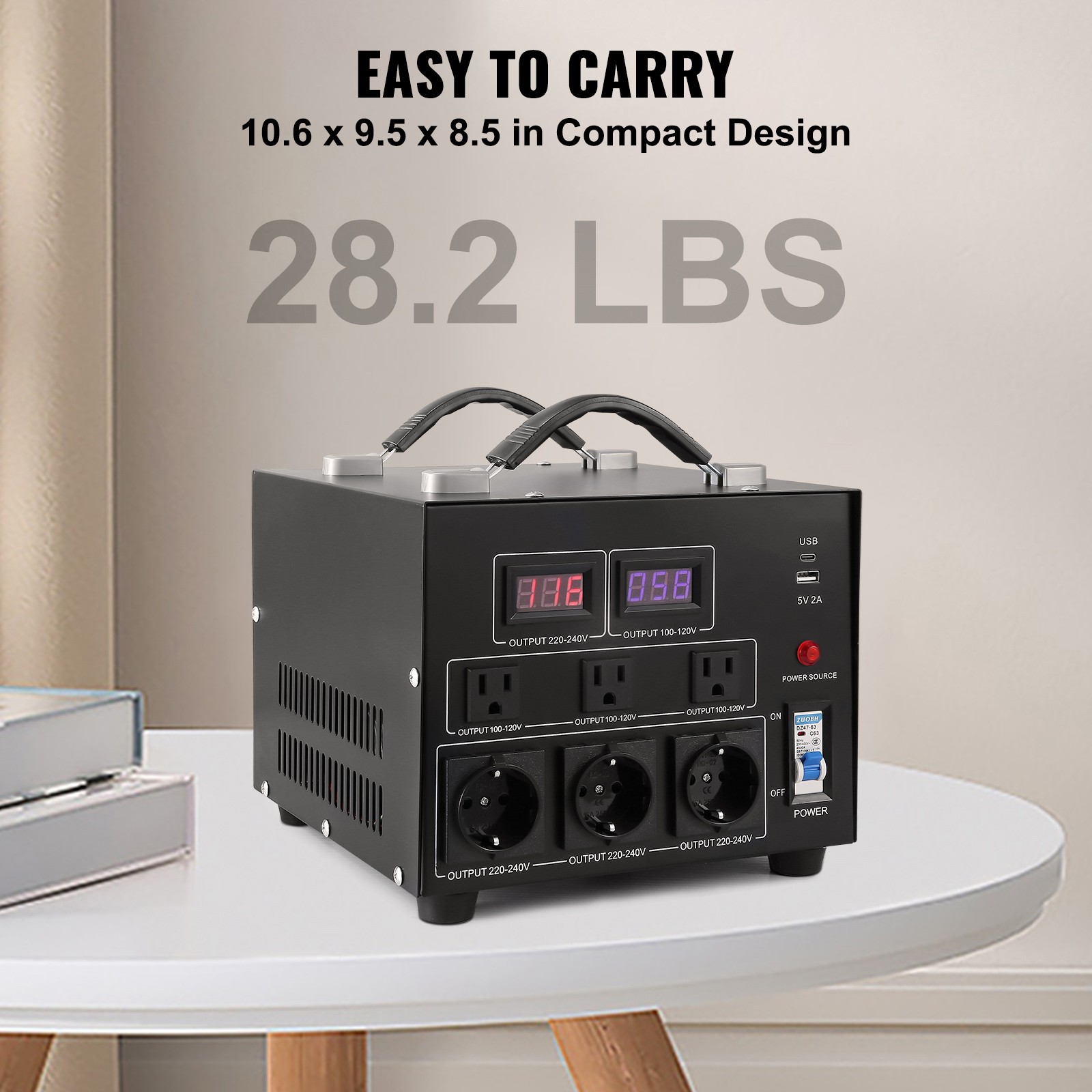 VEVOR 5000W Voltage Converter Transformer Step Up/Down 220V-110V /110V-220V CE