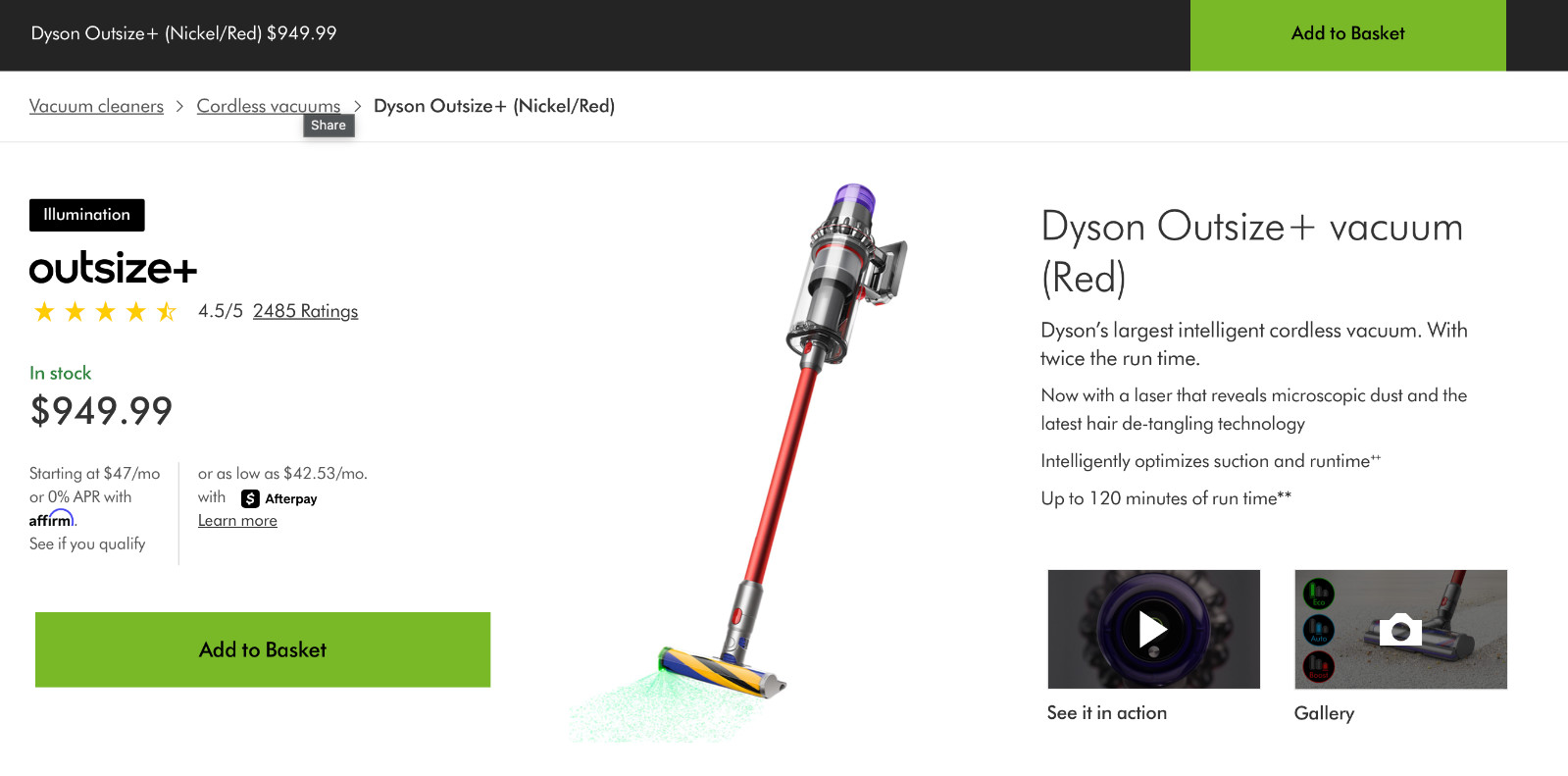Dyson Outsize+ PLUS Stick Vacuum Cordless Nickel Red SV29 (394430-01) – New, NIB