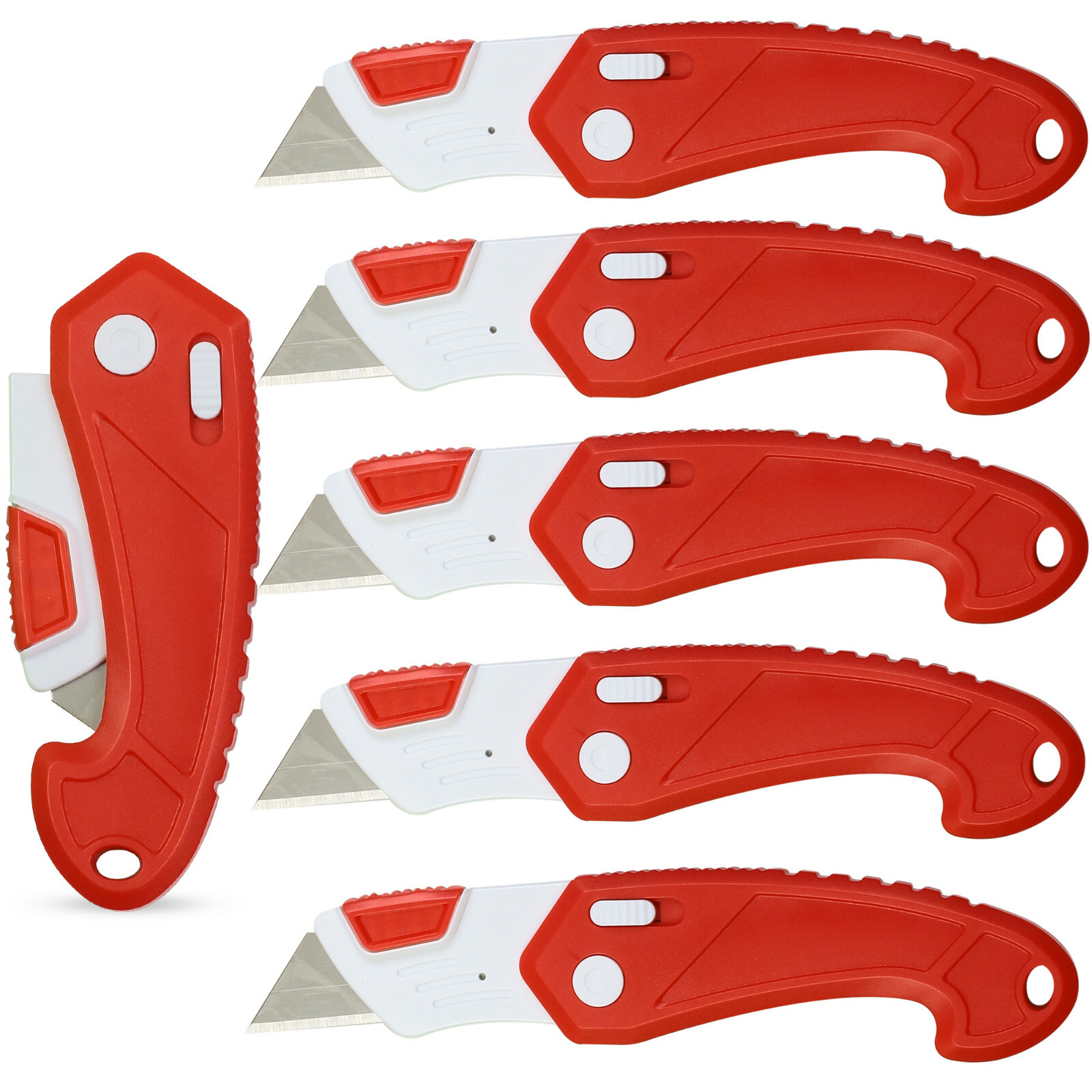 Lightweight Heavy Duty ABS Plastic Folding Saftey Utility Box Cutter 6pc Red