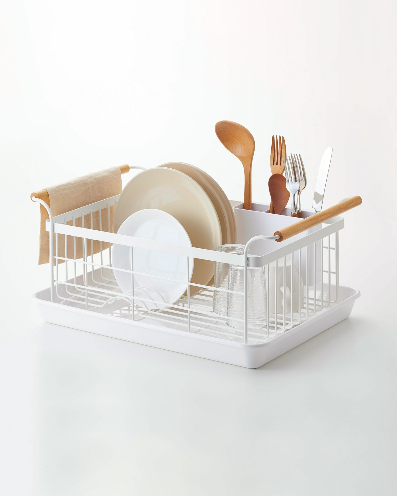 Yamazaki Home TOSCA Dish Drying Organizer Rack with Removeable Drainer Tray