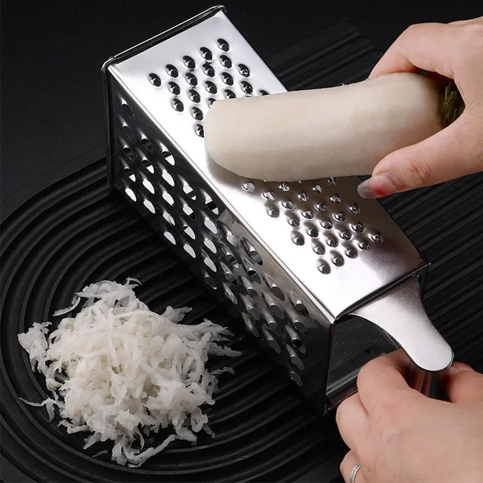 Kitchen Stainless Steel 4-Sided Box Food Grater Vegetable Cheese Slicer Shredder