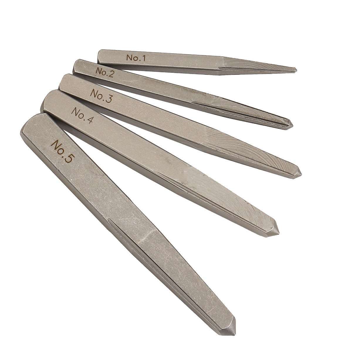 5 Pcs/ Set Straight Fluted Screw Extractor Drill Square Easy Out Extraction Tool