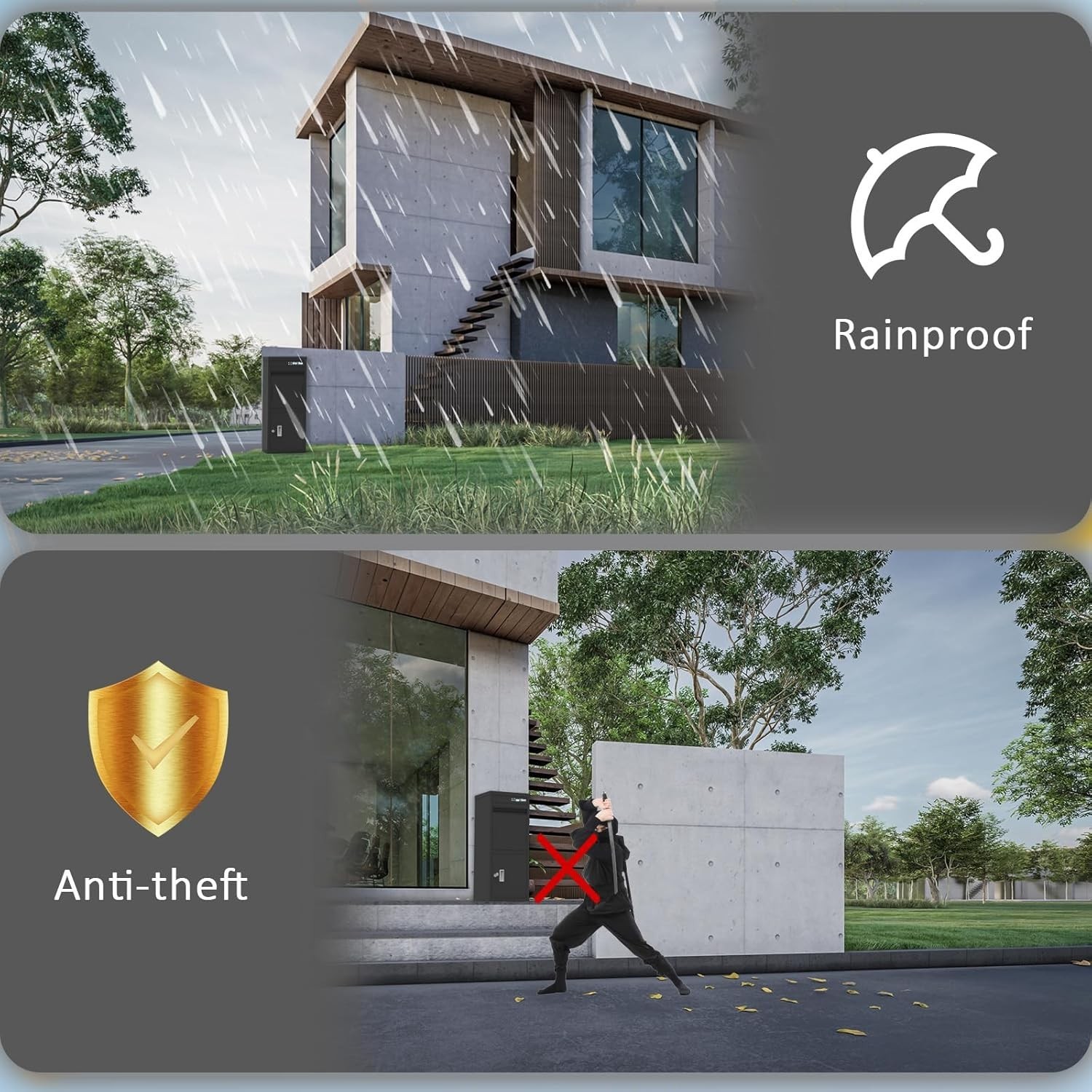 Outside Package Delivery Box w/Lock Secure for Porch,Curbside,House Antitheft