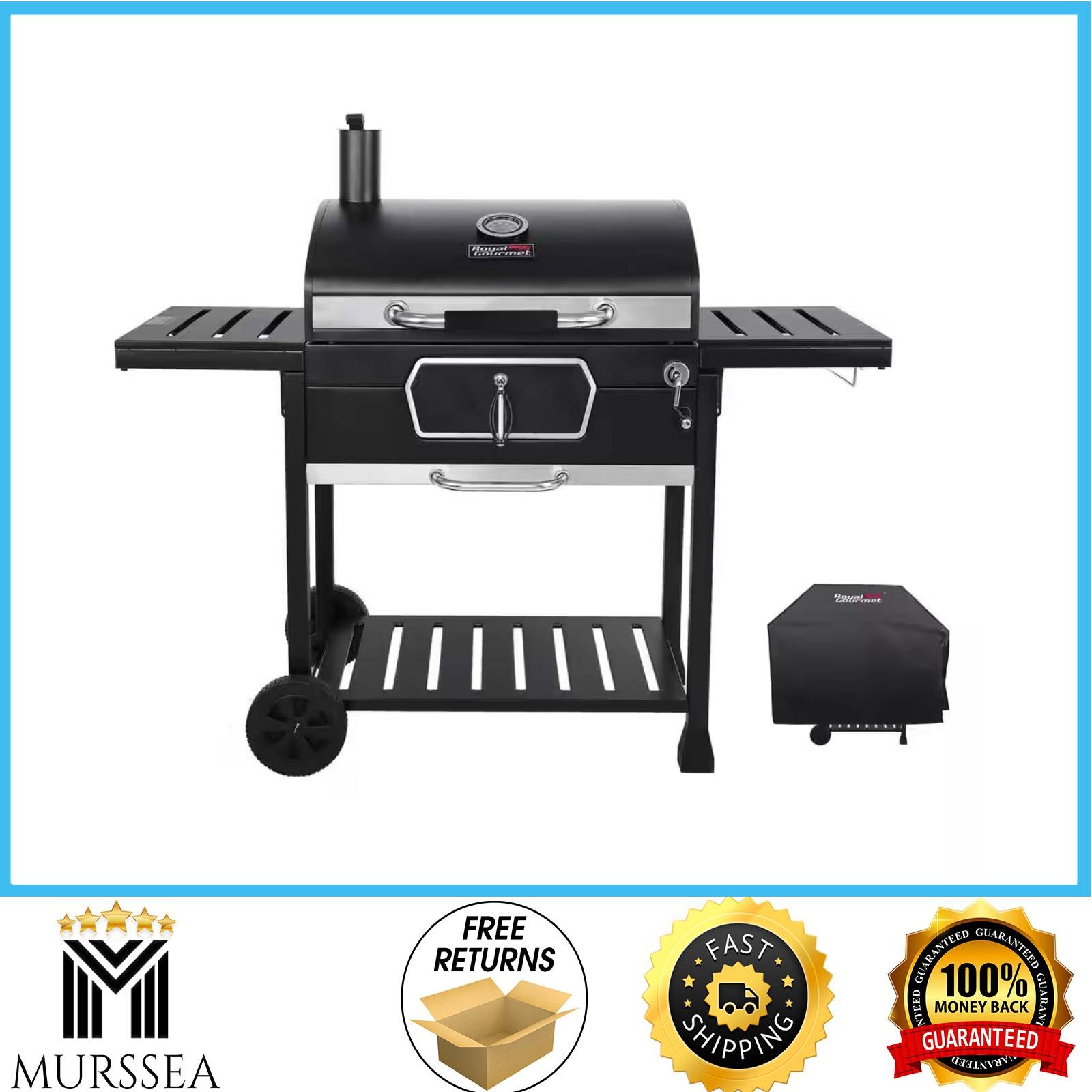 Royal Gourmet 30 in. Charcoal Grill with Cover BBQ Smoker Picnic Camping