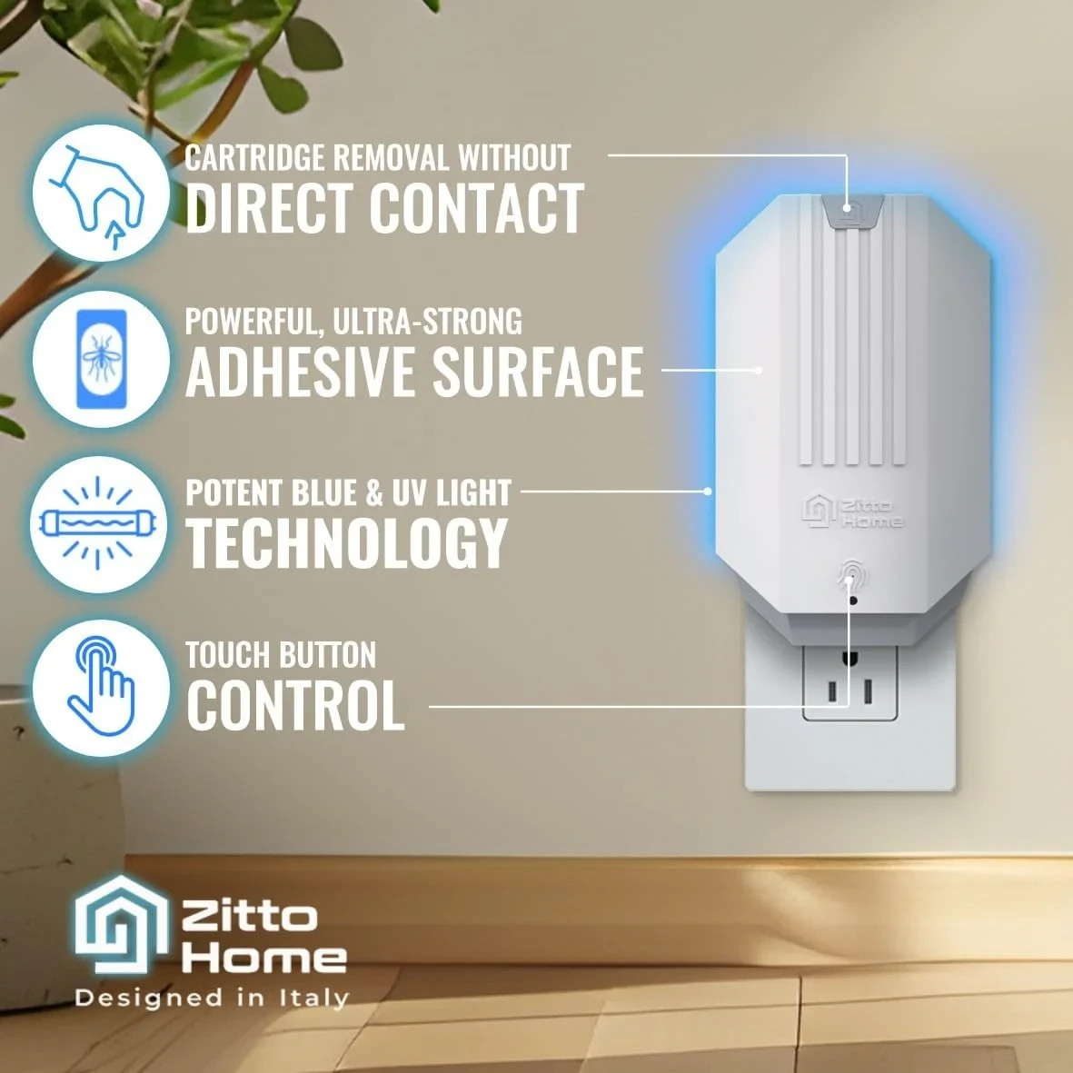 Zitto Home Flying Insect Trap with Plug-in Fly Trap Device and Refill Kit