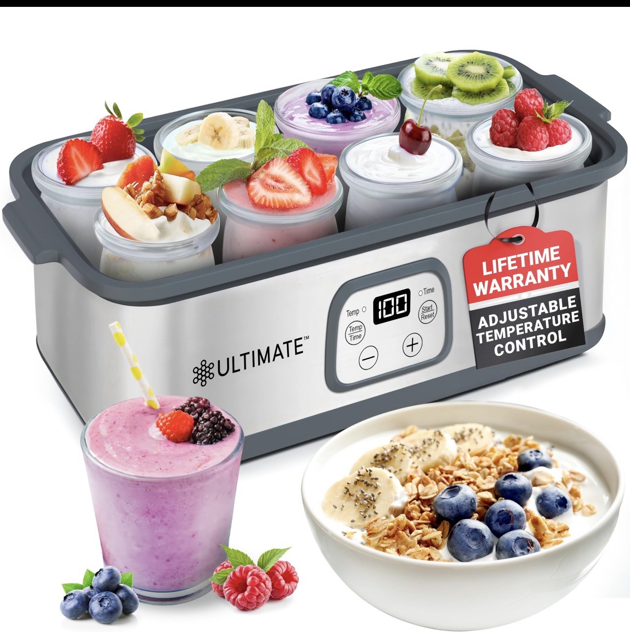 Ultimate Probiotic Yogurt Maker with Adjustable Temperature & Time Control,