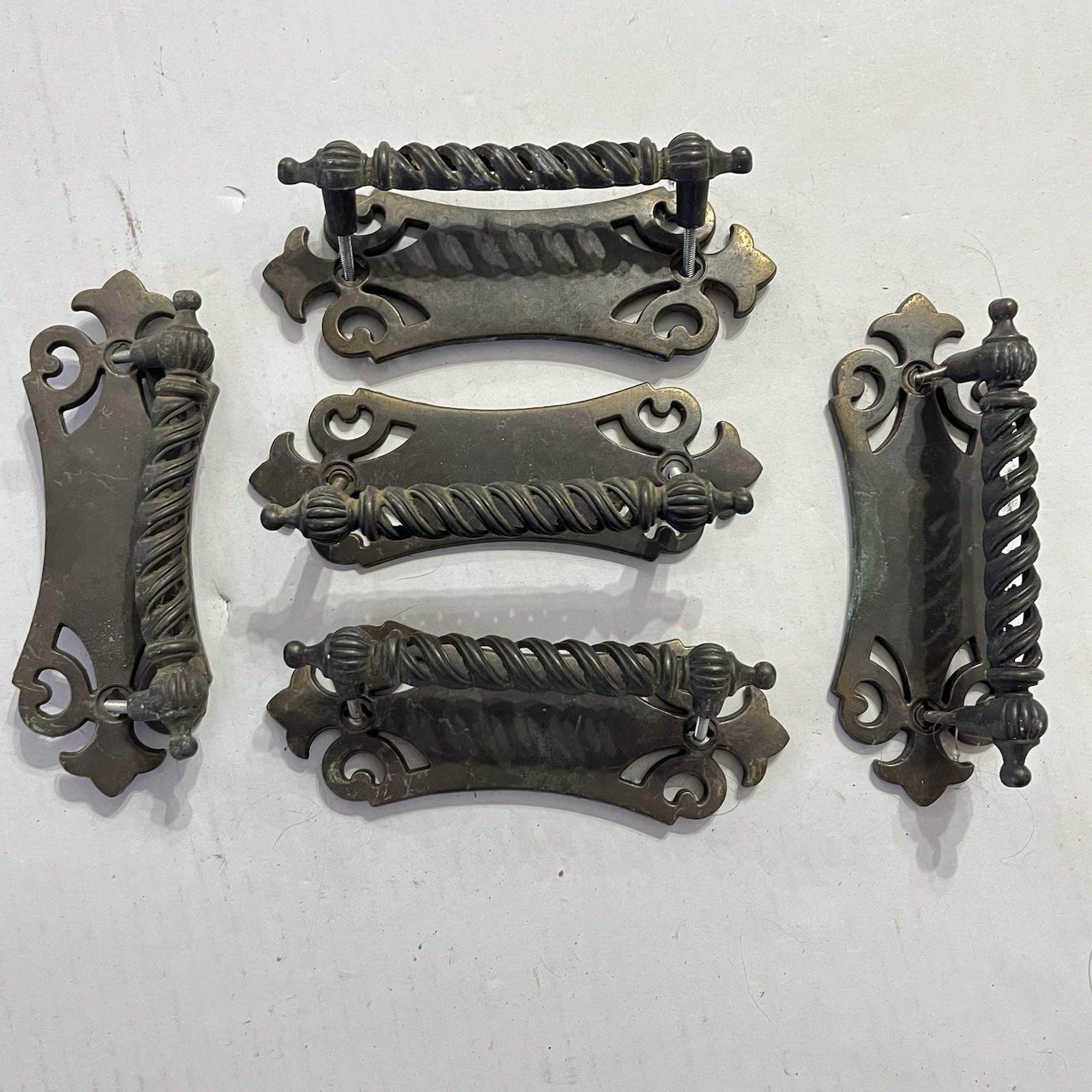 Vintage BPC 14045 Brass Chippendale Bail Drawer Pull Handles Set of 5