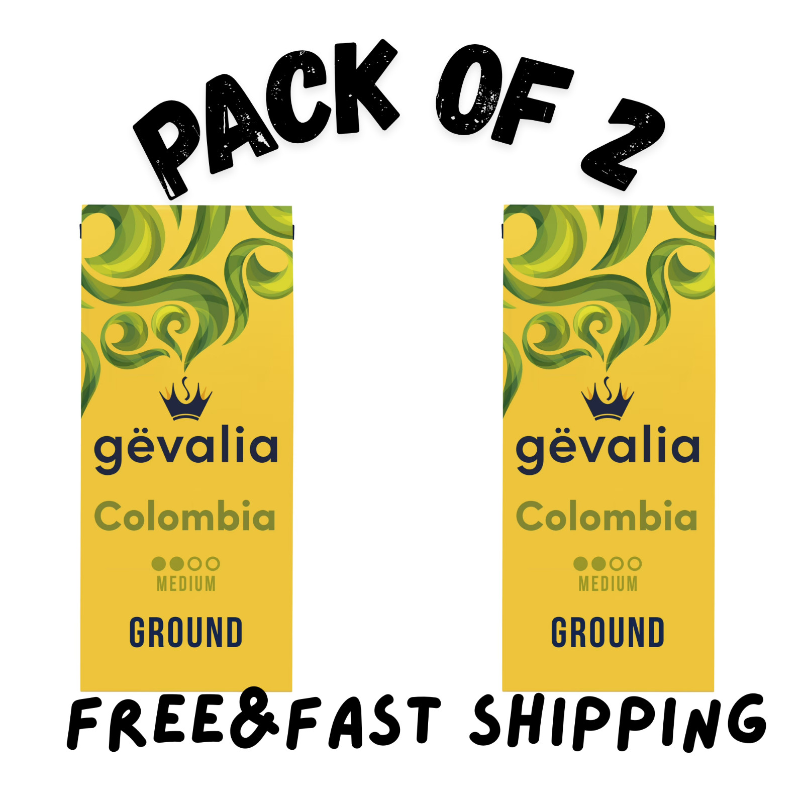 (2 PACK) Gevalia Medium Roast Columbia Arabica Ground Coffee, 12 oz. Bag