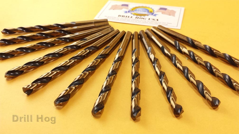 Drill Hog USA 3/16″ Drill Bit HI-Molybdenum M7 HSS Lifetime Warranty USA 12 Pack