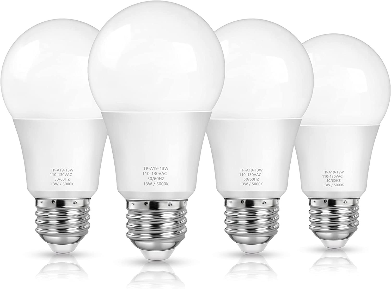 4-Pack A19 LED Light Bulbs 100 Watt Equivalent LED Bulbs Daylight 5000K 1500 Lu